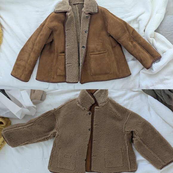 Cawley Avis British Sheepskin Jacket in Natural, Size M - Picture 7 of 10